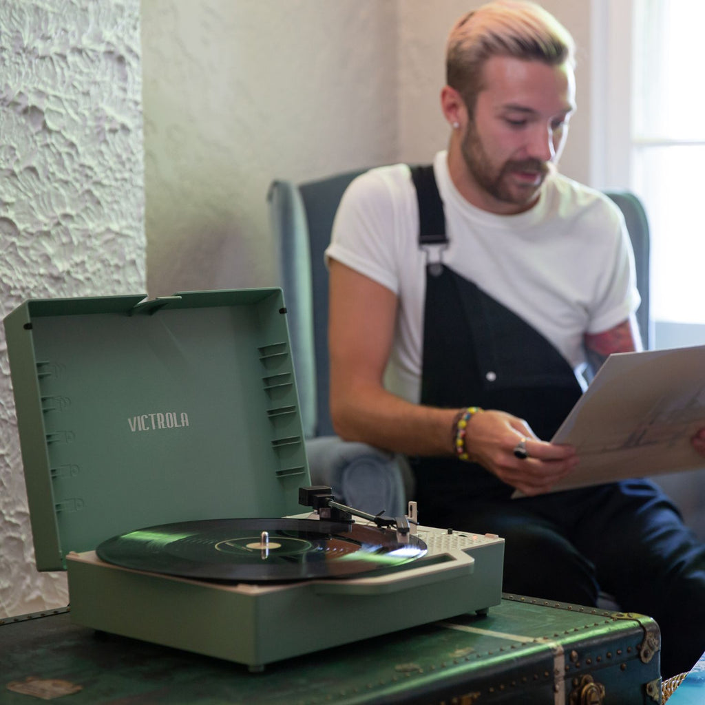 The Re-Spin Sustainable Bluetooth Suitcase Record Player - Victrola